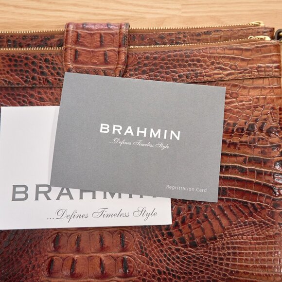 Brahmin Manhattan Pecan Melbourne Crossbody Bag, Croc-embossed Leather - Picture 14 of 16